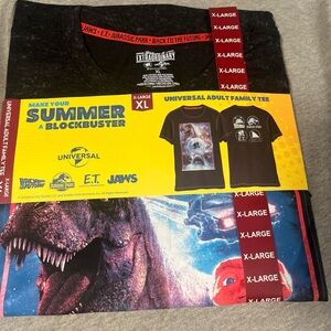 Universal Studio Summer Blockbuster Jaws/ET Tshirt - Black - Adult XL NIP